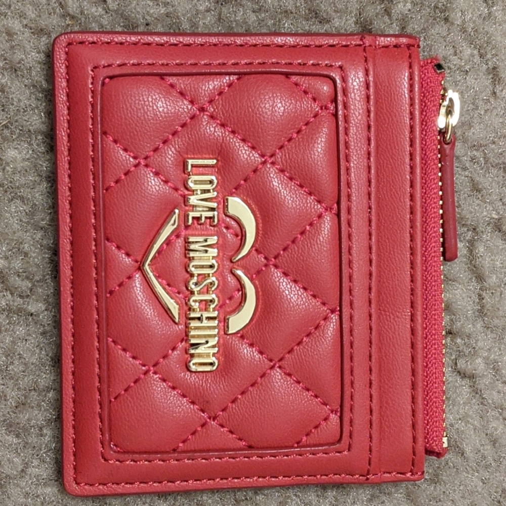 Love Moschino Leather Quilted Card Case&Coin Pouch